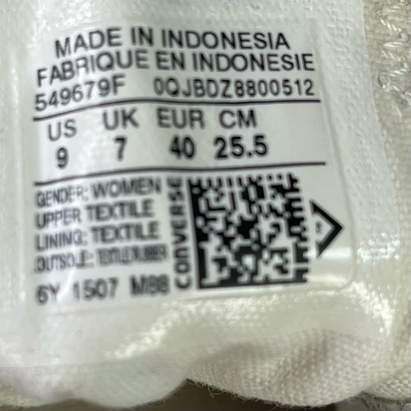 Converse All Star Low Top Metallic Silver Thread Sneakers Womens‎ Size 9 - Picture 10 of 10